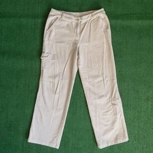 VINTAGE J JILL CORDUROY CARGO POCKET GRUNGE STRAIGHT LEG PANTS CREAM SZ 32"